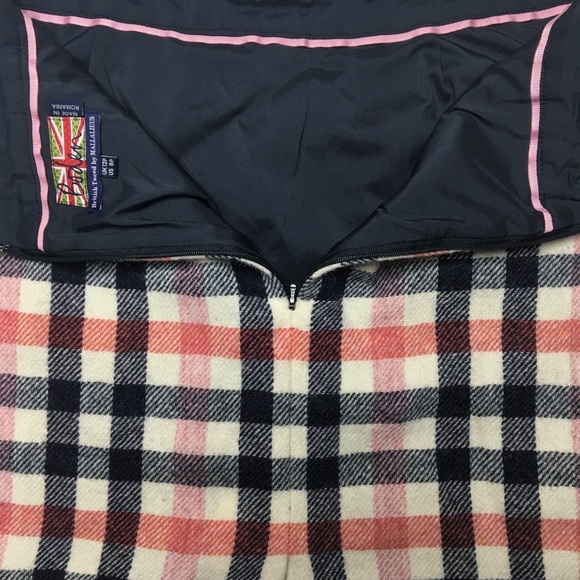 Boden British Tweed Wool Pink Plaid Skirt - Picture 4 of 8